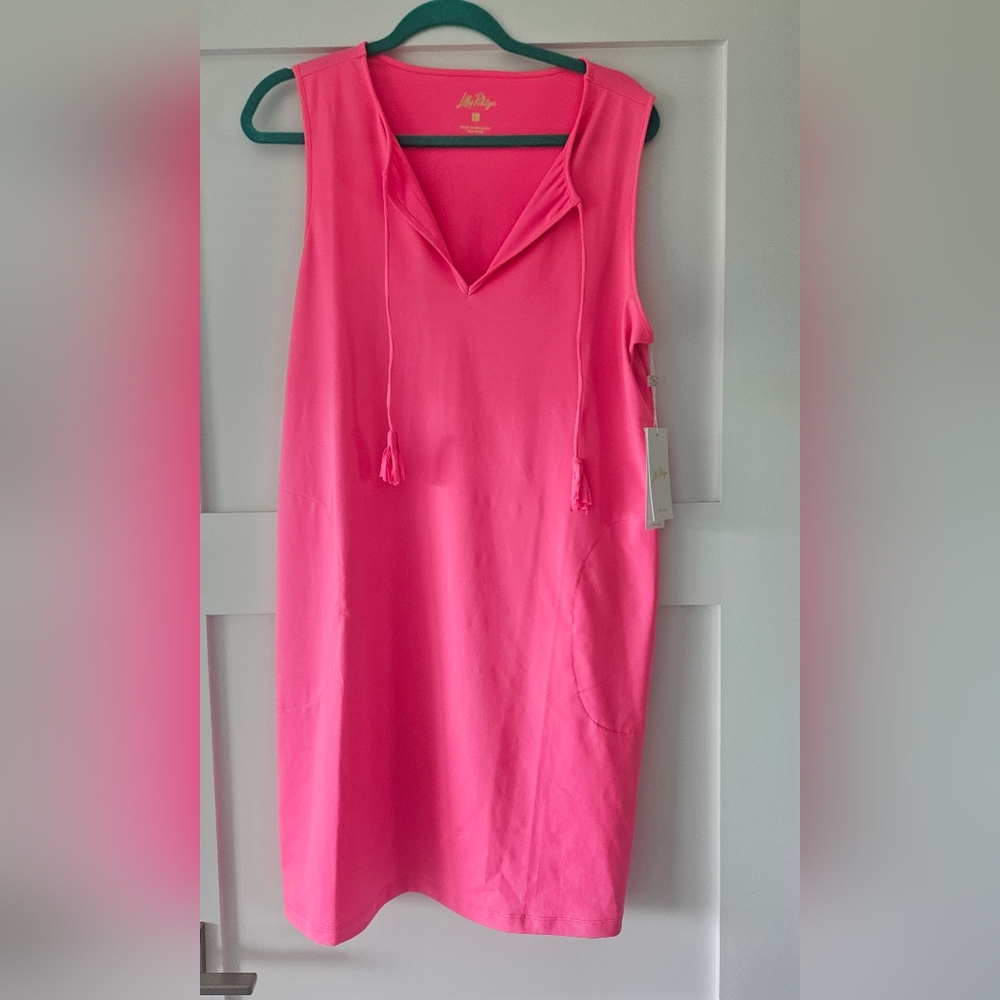 Lilly Pulitzer Bright Pink Swim Cover-Up Dress With Pockets NWT